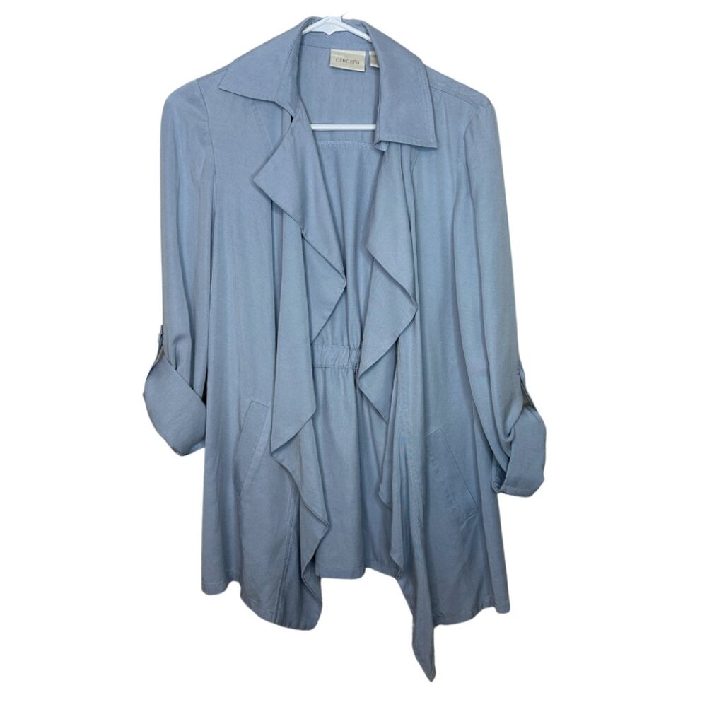 Chico's Soft Blue Ruffle Blazer | Womens 0 Jacket